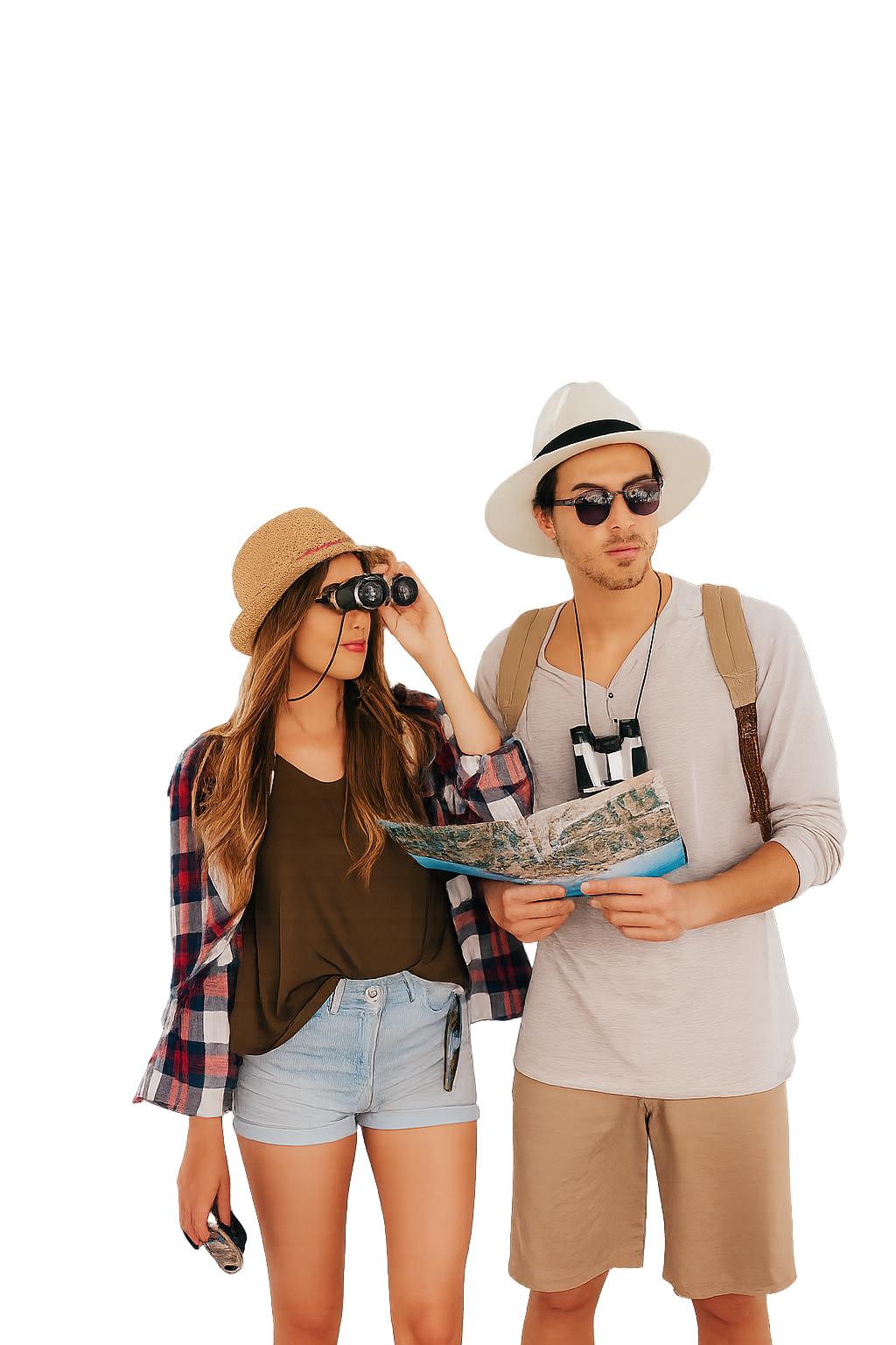 Couple Standing and watch through binacoular