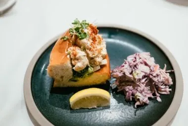 Delicious Lobster Roll with Coleslaw in Vancouver
