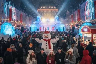 Quebec Winter Carnival festive crowd