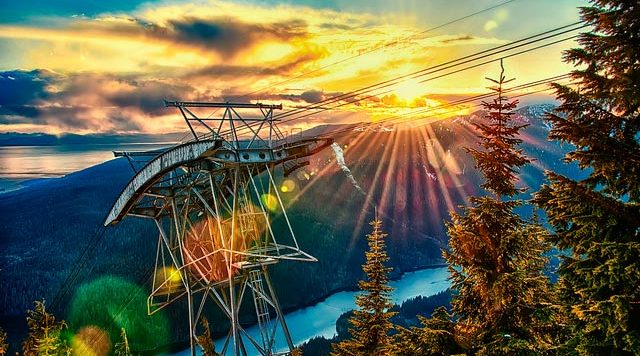 Sunset In Grouse Mountain during winter