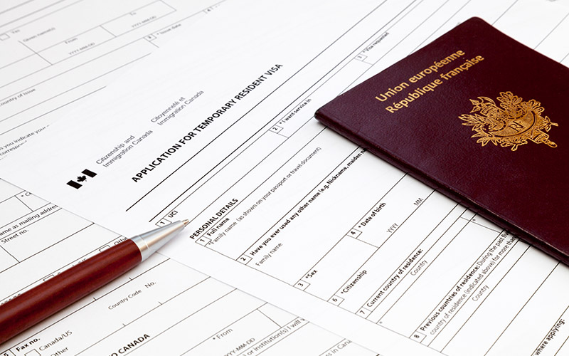 Canadian temporary resident visa application form.