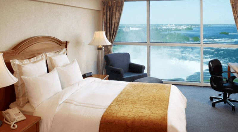 Hotel room with scenic ocean view